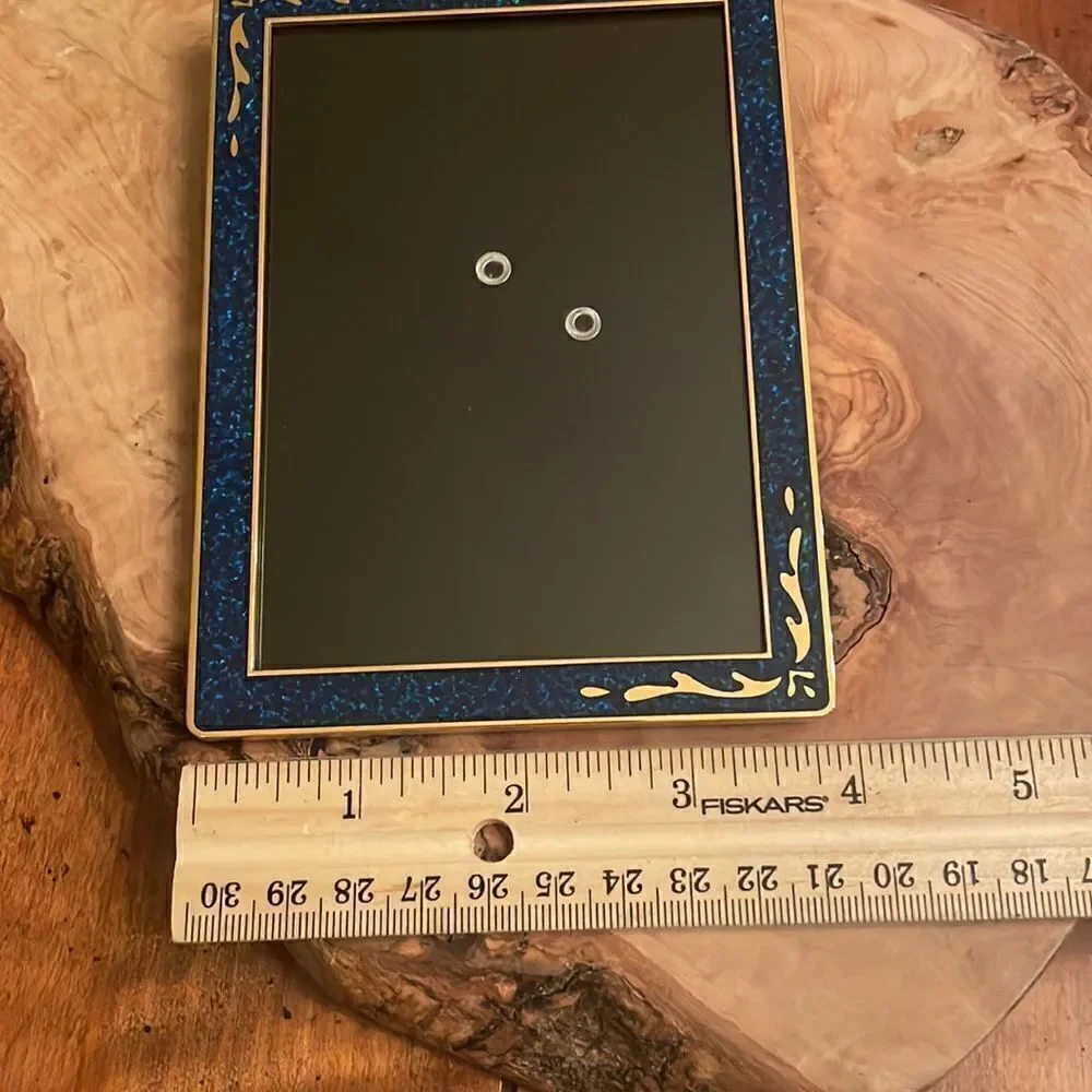 Mikimoto International Brass and Sapphire Blue Stone Photo Frame